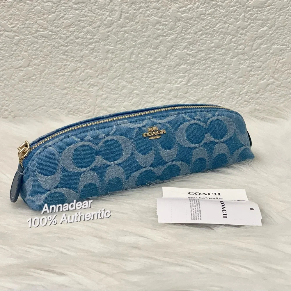 Coach Pencil Case In Signature Denim CDC10 NWT Color: IM/INDIGO